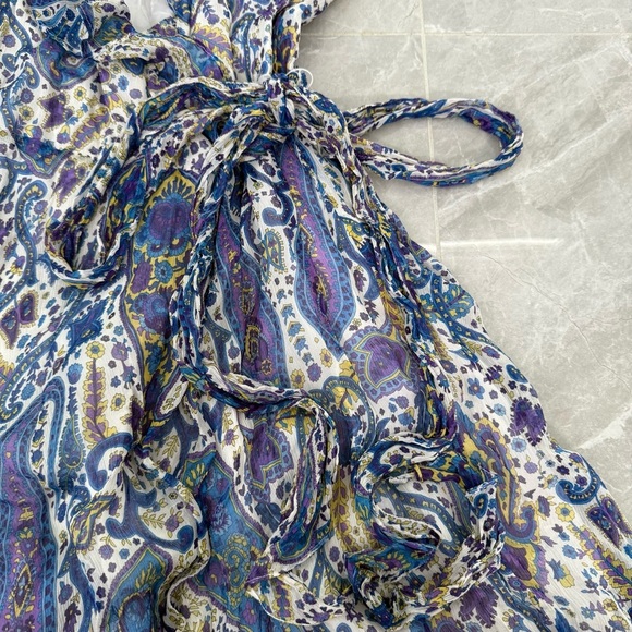 Women’s Lauren Ralph Lauren Paisley Floral Ruffle Tie Up Wrap Silk Dress Size 2 - Picture 4 of 16